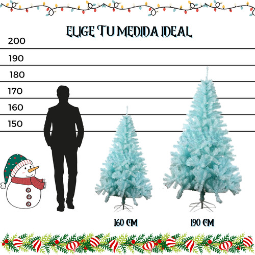 Arbol De Navidad Pino 190 Cm Artificial Colores 1530 Ramas Color Azul claro