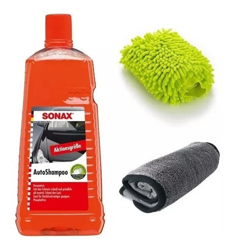 Kit Lavado Auto Shampoo Sonax 1lt + Manopla + Microfibra