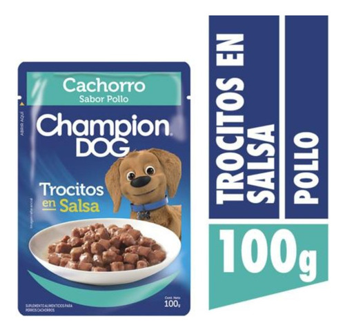 Champion Dog Cachorro Pollo Trocitos En Salsa 100gr