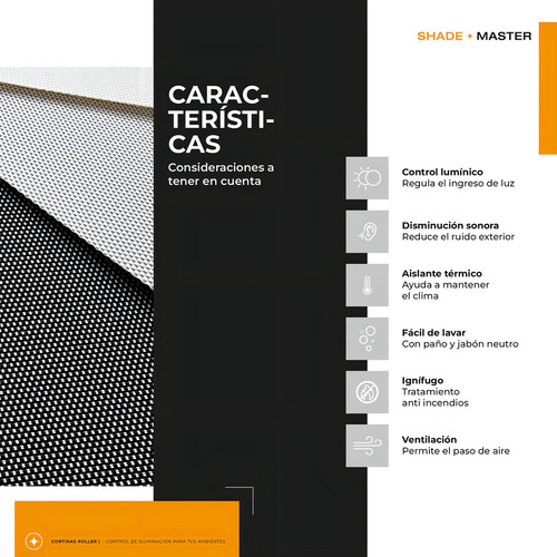 Cortina Roller Sunscreen 100x120cm Shade Master Premium Color Blanco CORT1000