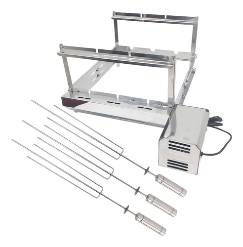 Churrasqueira Giratória Inox 3 Espetos Motor Direito - Curto