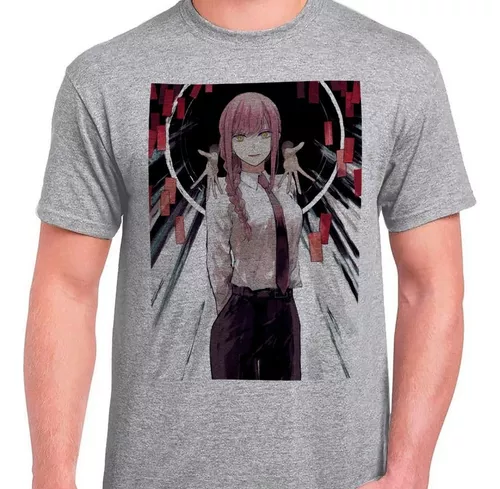 Camiseta masculina motosserra pochita casual Makima Anime camiseta  masculina manga curta estampada camiseta manga, Lise, M