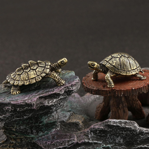 2 Escultura De Figura De Tortuga En Miniatura, Linda Tortuga