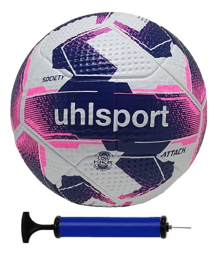 Bola Society Uhlsport Attack + Bomba De Ar Cor Rosa