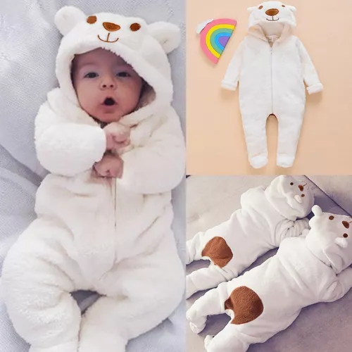 Recién nacido Bebé Niño Niña Oso Con capucha Romper Jumpsuit