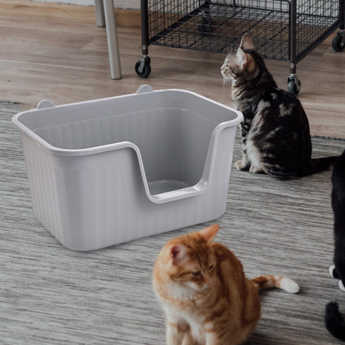 Bandeja De Arena Para Mascotas Con Parte Superior Gris L