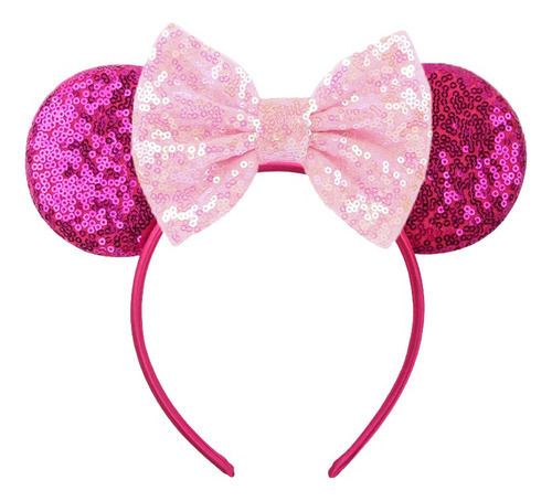 Orejas Corona Princesa Minnie Mouse Mickey Diadema Moño Rosa