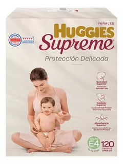 Huggies Supreme Pañales Etapa 4, Unisex 9 A 12kg. 120 Piezas