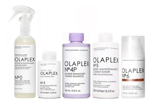 Olaplex N°0 + N°3 + N°4p+ N°5+ N°6 Tratamiento Cabello Rubio
