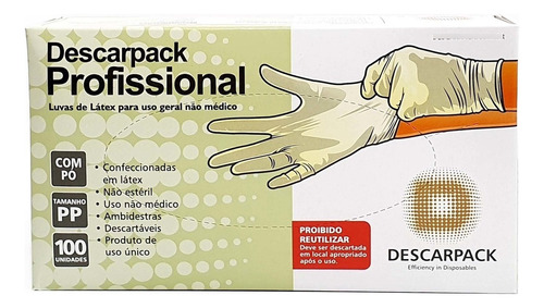 Luvas descartáveis Descarpack Para procedimento não cirúrgico cor branco tamanho  M de látex com pó x 100 unidades 