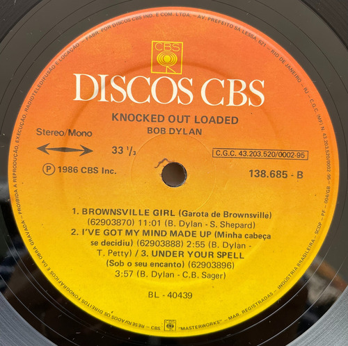 Vinil Lp - Bob Dylan - Knocked Out Loaded - 1986 Estandar (Usado)