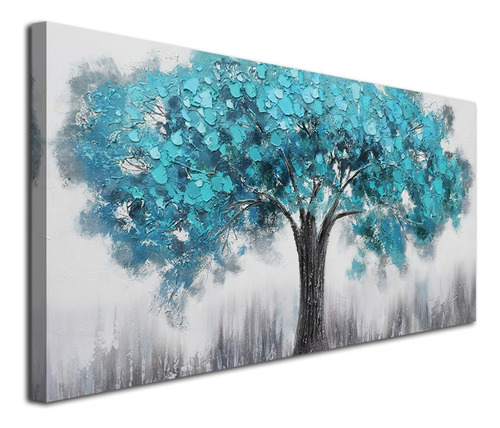 Acocifi Arte De Pared De Arbol Azul Natural, Pintura De Arbo