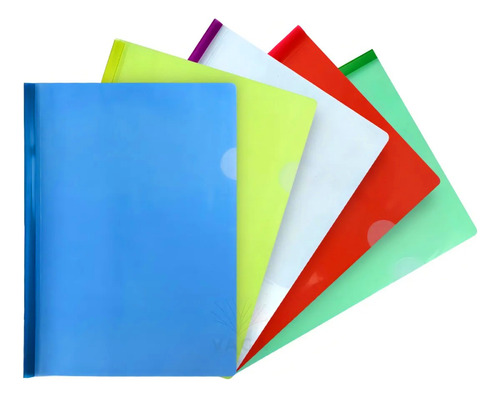 Folder De Costilla Plastico Carta 10 Pz Colores Neon Carpeta Blanco