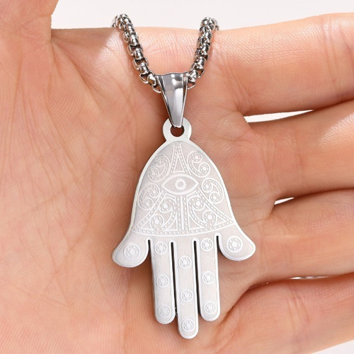 Colar Masculino Com Pingente Mão De Hamsa