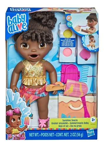 Boneca Baby Alive Core Dia Na Praia Cabelos Pretos Hasbro