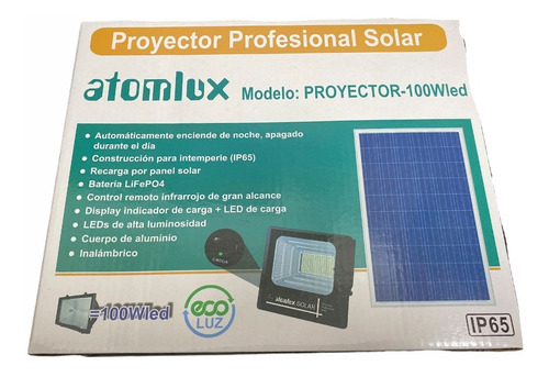 Imagen 2 de 5 de Proyector Solar Led 100w Atomlux Ip65 Ecoluz Calidad 6 Cuota