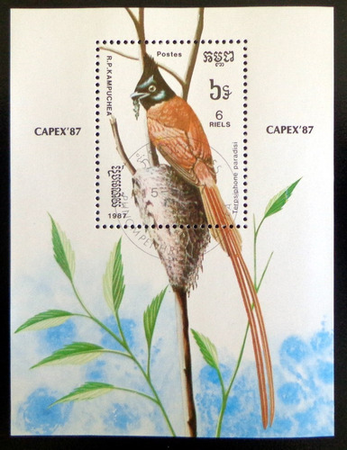 Camboya Aves, Bloque Sc. 796 Capex 1987 Usado L7983