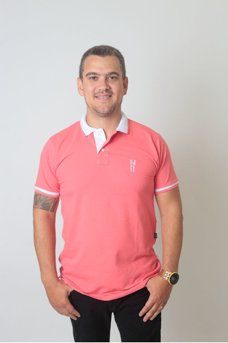 Camisa Polo Rosa Salmão - Premium