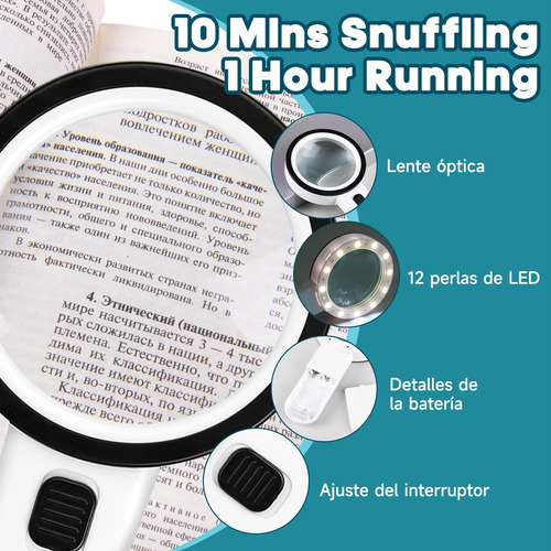 Lupa De Cristal Con Luz Led 30x Iluminada De Mano