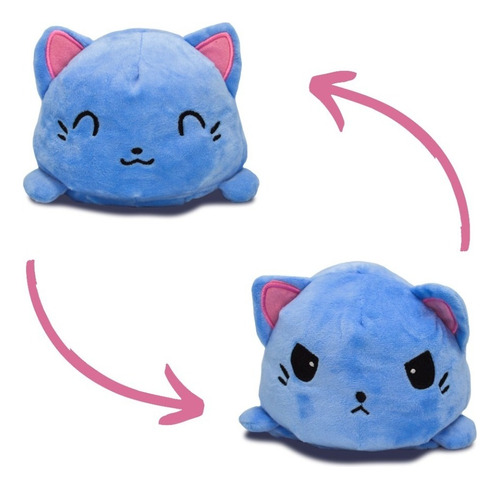 Peluches Kawaii De Gato Reversibles Color Azul