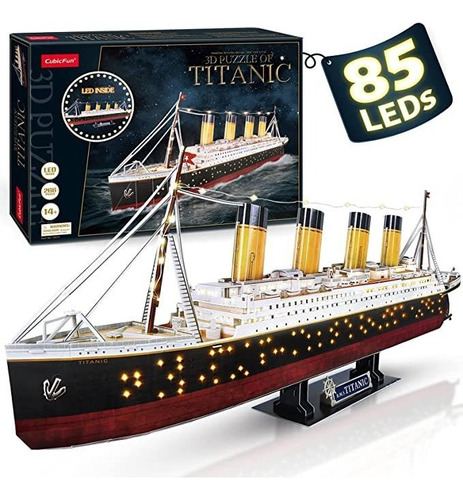 Cubicfun Rompecabezas 3d Led 3d Titanic Ship 3d Para Adulto.