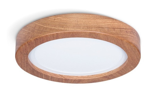 Panel Led Madera Circular  24,5 Cm  Diametro Con Luz Calida