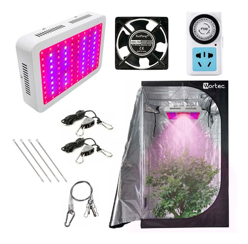 Kit Completo Carpa Indoor 100x100 C/ Led Polea Y Extractor