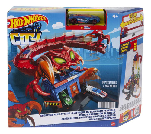 Hot Wheels City - Ataque Del Escorpion Flexible - Inc 1 Auto Color Rojo