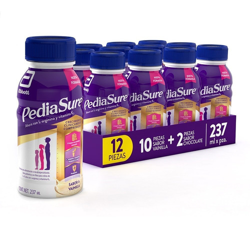 Pediasure X12 Botellas (10 Vainilla Y 2 Chocolate) 2844ml