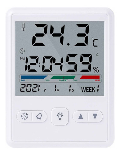 Higrómetro Interior Con Despertador Y Termómetro Con Indicad