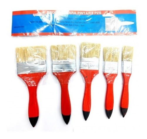 Imagen 2 de 6 de Set De 5 Pinceles Para Pintura 1 A 3 Cm Pinceleta Cerda