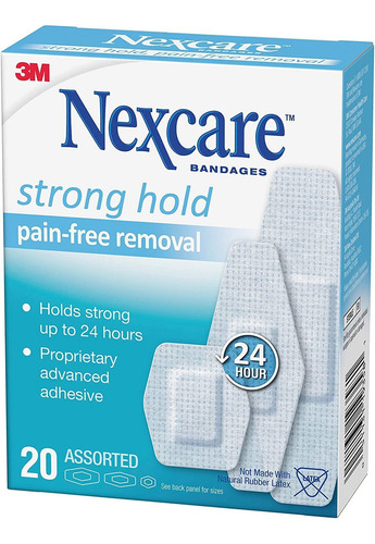 Nexcare Strong Hold Bandages, Assorted, 20 Bandages Per Box