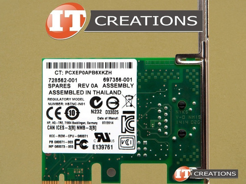 Tarjeta Red Puerto Único Hp Intel Pro 10/1000 728562001high