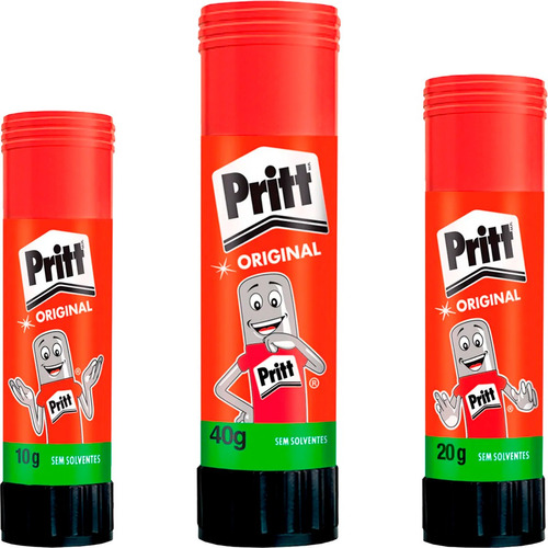 Cola Bastão Henkel Pritt Cola Bastao 3 Tamanhos de 110g - Kit  de 3 unidades - 110