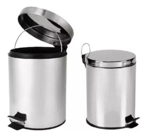 Cesto Tarro Tacho Papelera Otros Con Pedal Acero Inox. 5 Lts