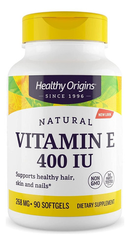 Suplemento Healthy Origins Vitamina E 400 Ui 90 Softgels Sabor Without Flavor
