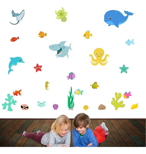 Vinilos Decorativos Infantiles Animales Marinos - Pared 2m