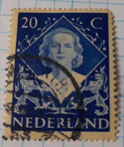 Sello Postal Holanda - 1948 - Queen Wilhelmina