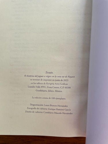 Libro Tecuan Fe Histórica Jaguar Costa Nayarit Eduardo Gómez (Usado)
