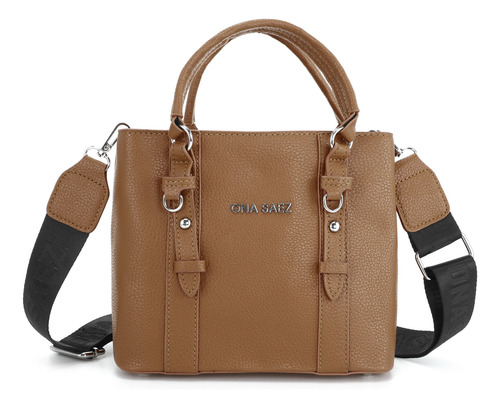 Cartera Chica Mini Bag Ecocuero Con Divisiones Ona Saez Beige Beige Plata Negro