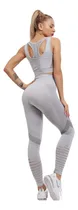 Comprar Conjunto Deportivo Lycra Tiro Alto + Crop Top Gris Ref 5070