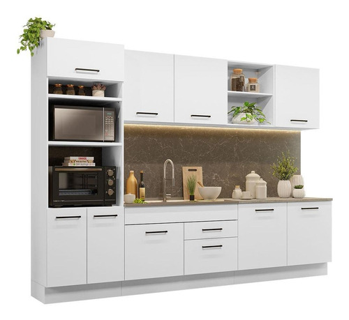 Armario de Cocina Completo Agata Madesa 02 - 310cm Color Blanco