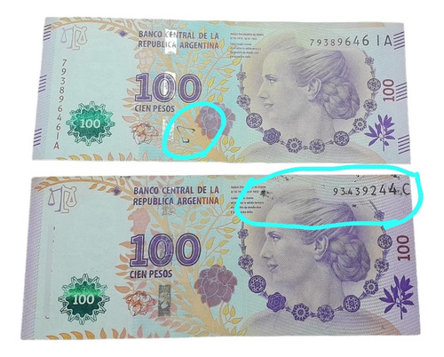 Billetes De 100 Pesos Con Error De Manchas Negras