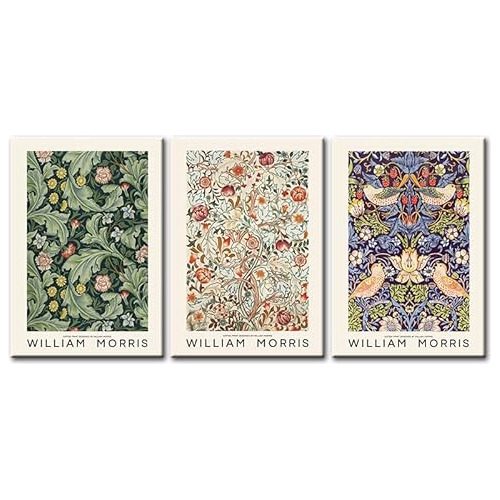 Conjunto De 3 Pinturas Lienzo De William Morris, Impres...