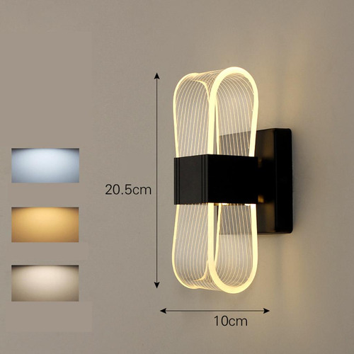 Aplique De Pared De Acrílico Líneas De Onda Negras