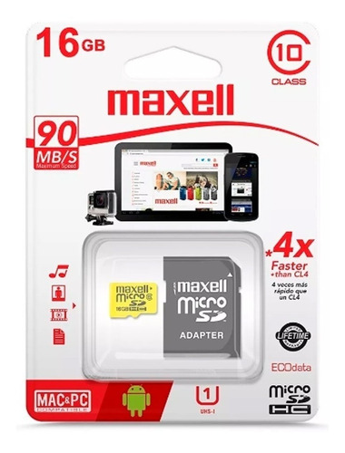 Memoria Micro Sd 16gb Maxell Clase 10 Celular Camara Tablet 