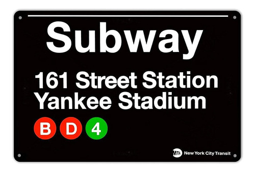 Yankee Stadium New York Street Subway 161 Retro Wall Ba...