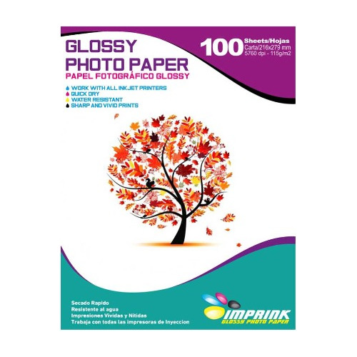 Papel Foto Glossy Carta 115gr/100 Hojas. Envio Gratis X 6un!