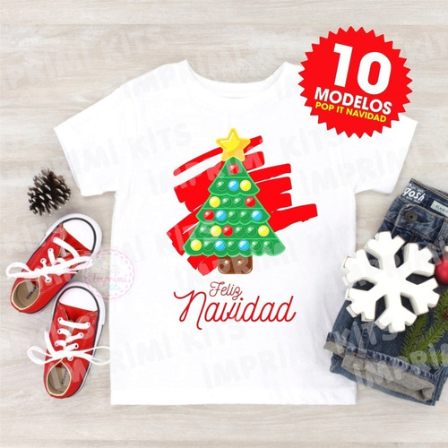 Plantillas Remeritas Pop It Navidad Niños Remeras Diseños #7