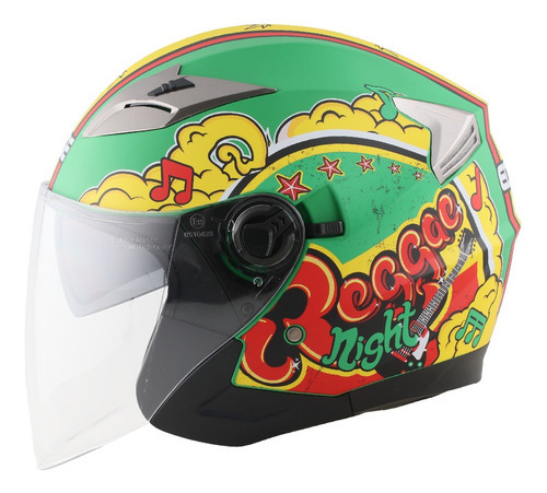 Casco Semi Integral Edge Reggae Certificado Dot Moto + Gafas Color Verde Tamaño del casco L (59-60 cm)